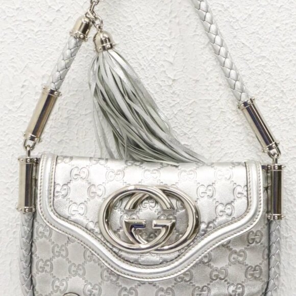 Gucci Small Signature Britt Tassel Shoulder Bag - Silver - Picture 2 of 15
